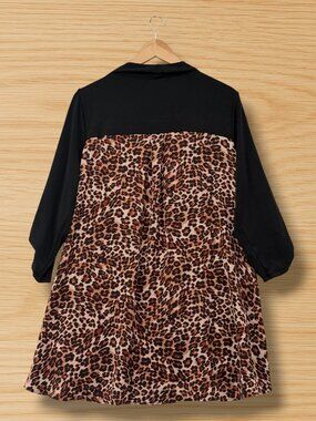 CURE Black‎ Cardigan Bold Leopard Print Back 1XL